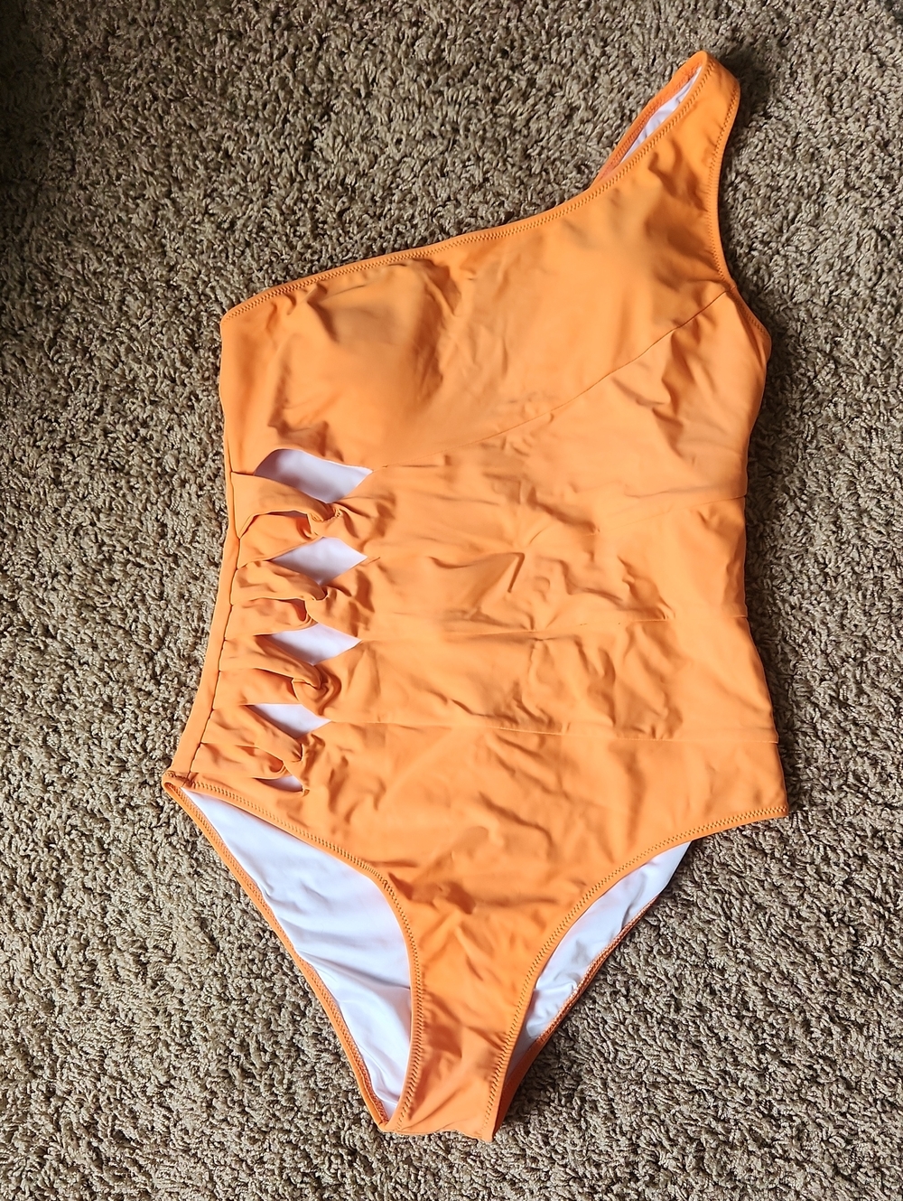 One-Shoulder Orange Cutout Women’s One-Piece Swimsuit